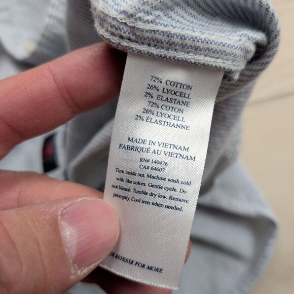 Faherty Stretch Oxford Shirt Mens M Blue White Striped Long Sleeve MWC0070 - Picture 4 of 11